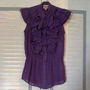Romeo & Juliet Couture Purple Ruffled Flutter Sleeve Blouse